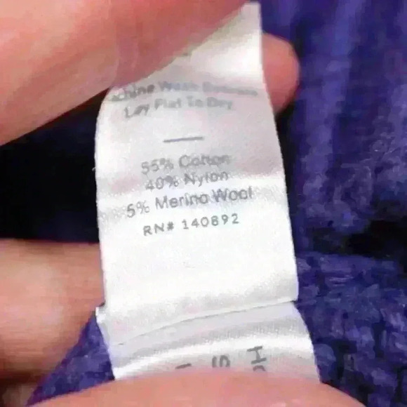 MARINE LAYER Royal Purple Knit Sweater Pleated Neck Merino Wool Women Small - Picture 9 of 12